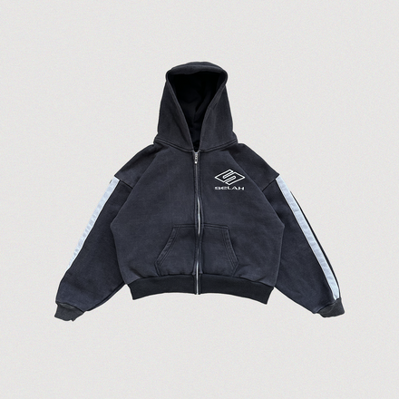 "ATHLETICA" STRIPED ZIP-UP HOODIE