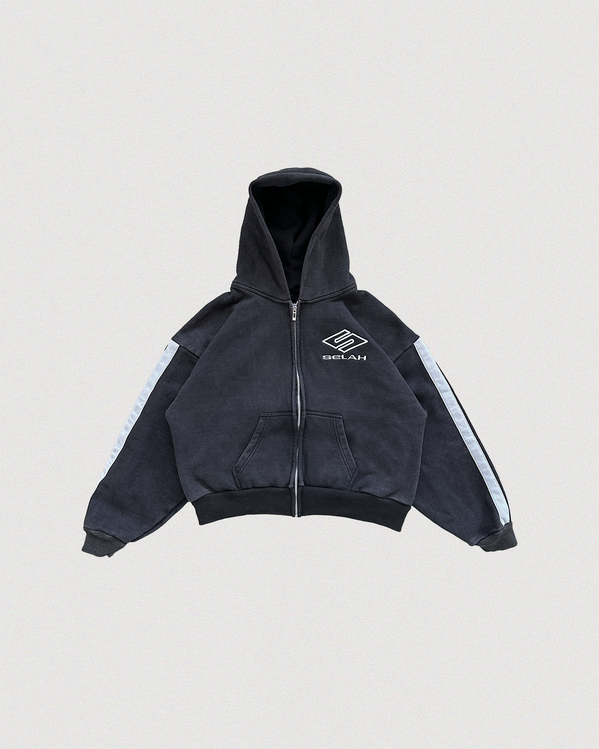 "ATHLETICA" STRIPED ZIP-UP HOODIE