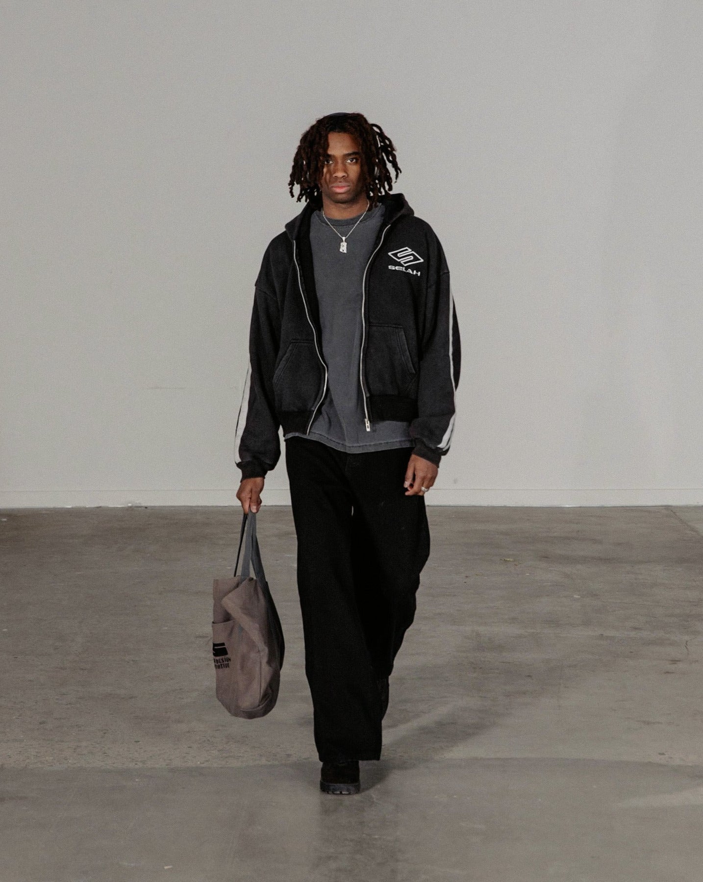 "ATHLETICA" STRIPED ZIP-UP HOODIE
