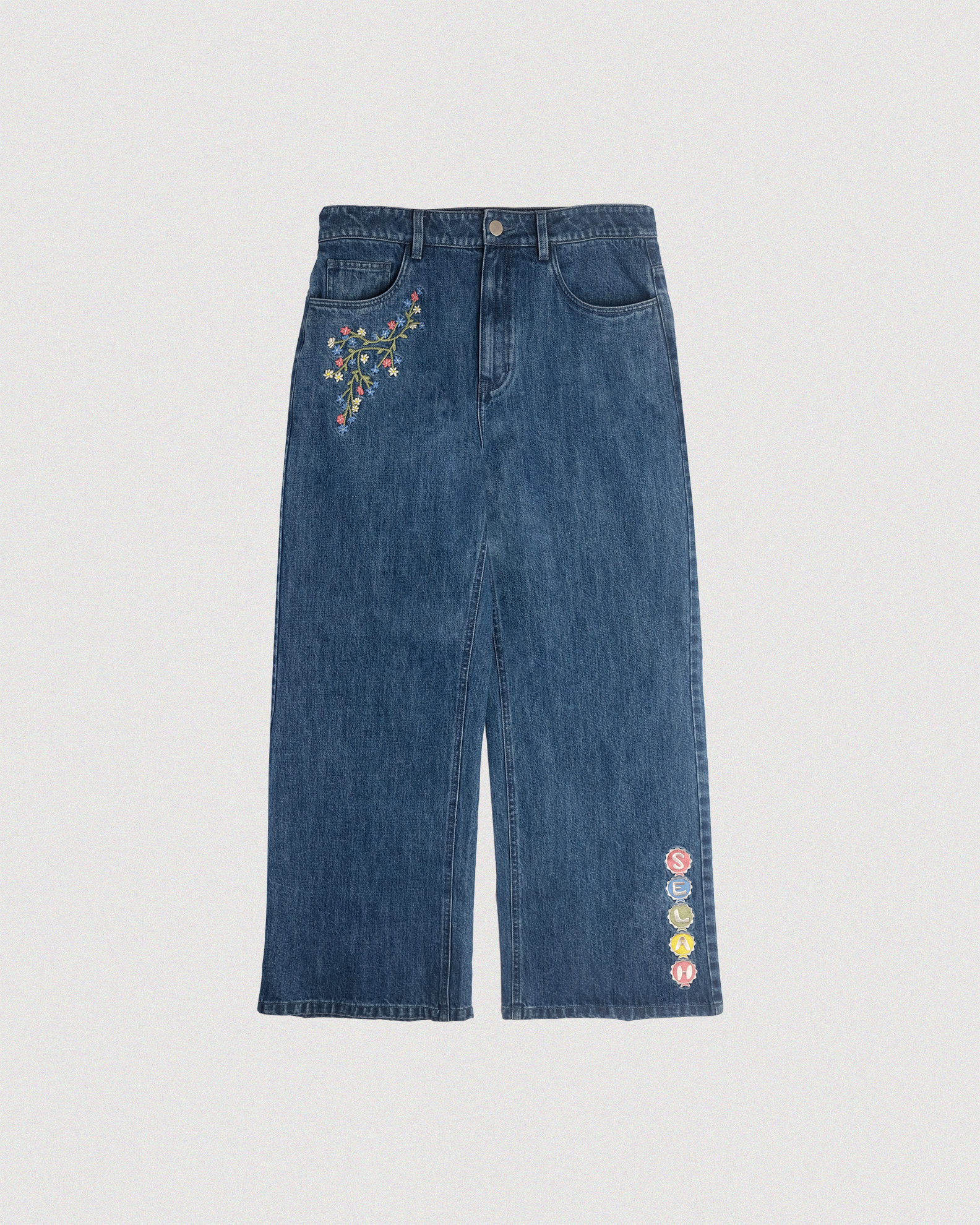 "FLORAL" RELAXED FLAIR DENIM
