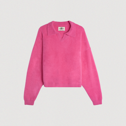 "FUCHSIA" COLLARED KNIT SWEATER
