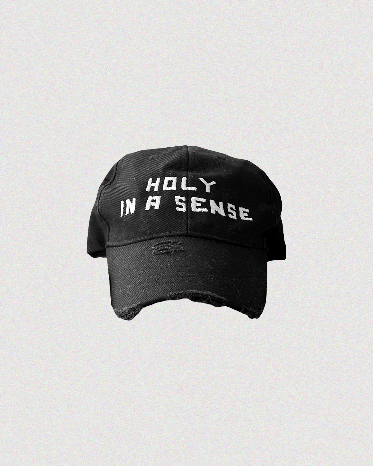 "HOLY IN A SENSE" DISTRESSED DAD HAT