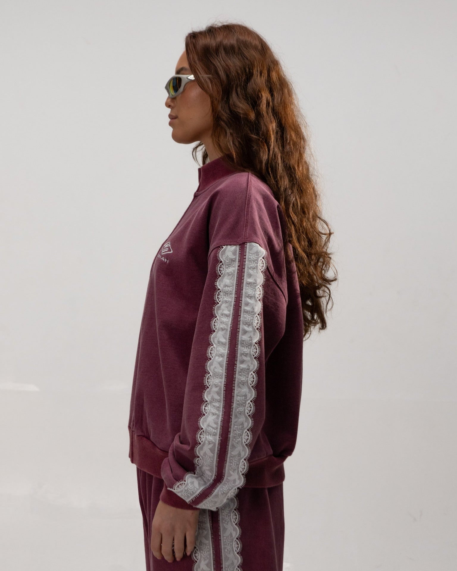 "COLUMBA" LACE STRIPED TRACKJACKET