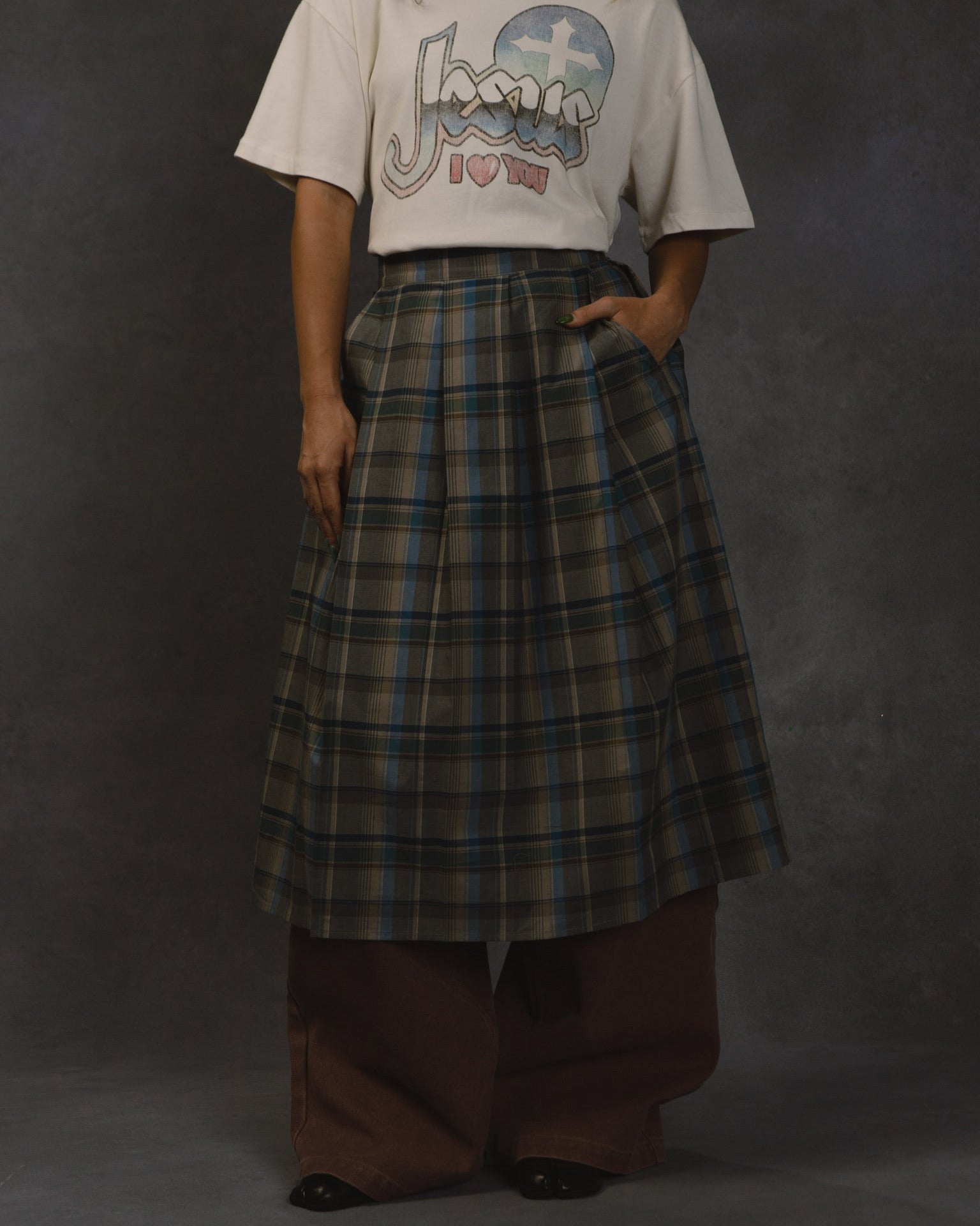 "ESTHER" OVERSIZED PLAID SKIRT