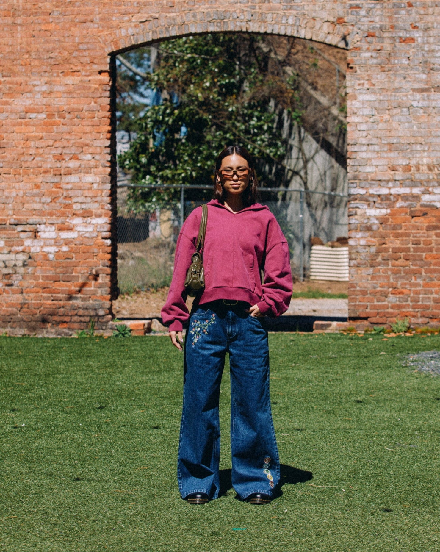 "FLORAL" RELAXED FLAIR DENIM