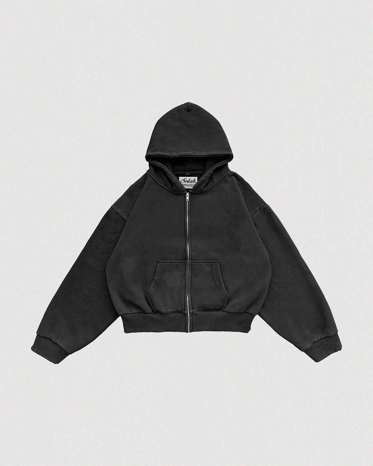 "NOIR" SUN-FADED ZIP HOODIE