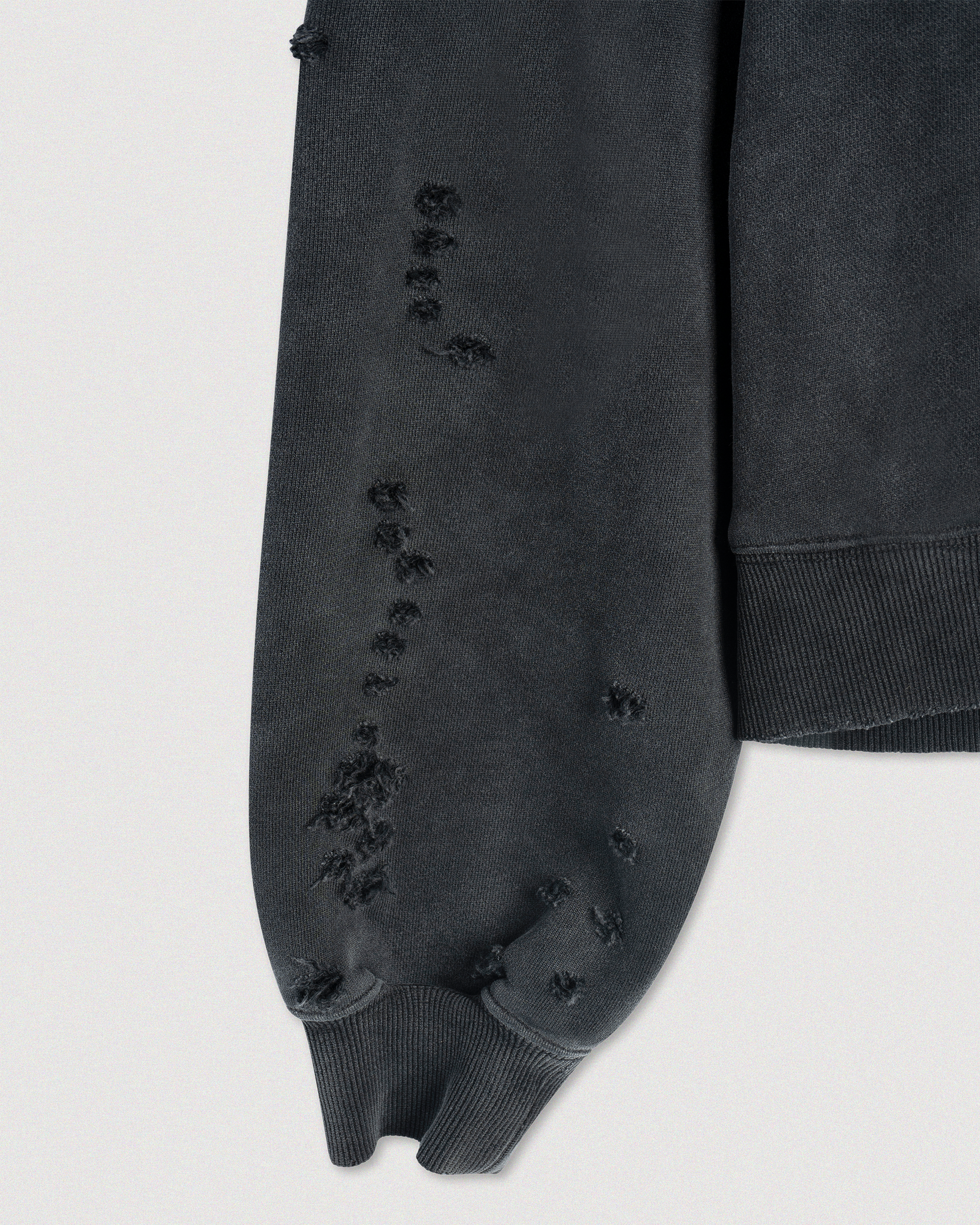 "BODY PIERCING" DISTRESSED HOODIE
