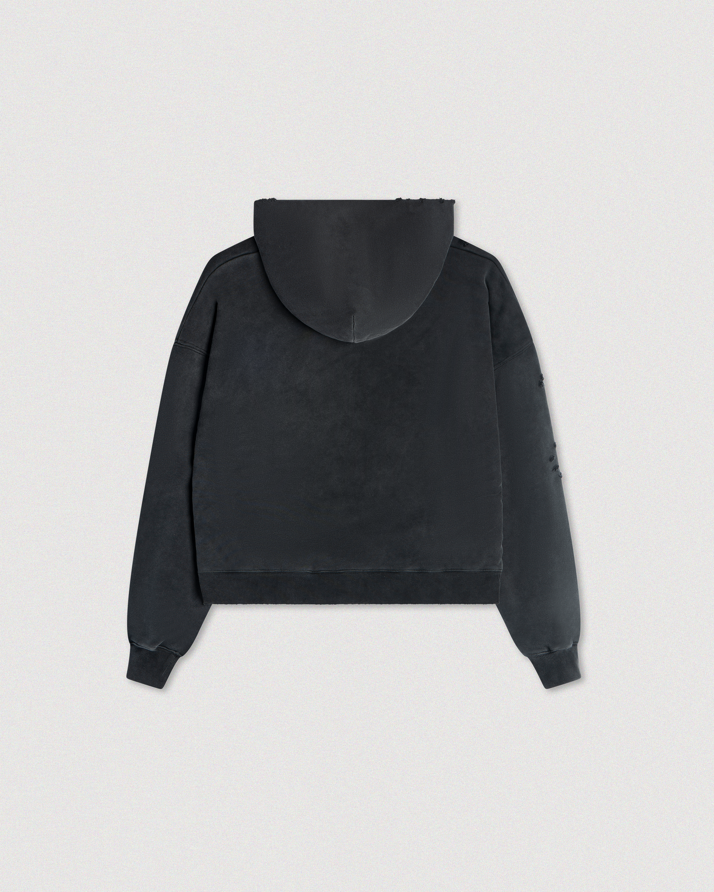 "BODY PIERCING" DISTRESSED HOODIE