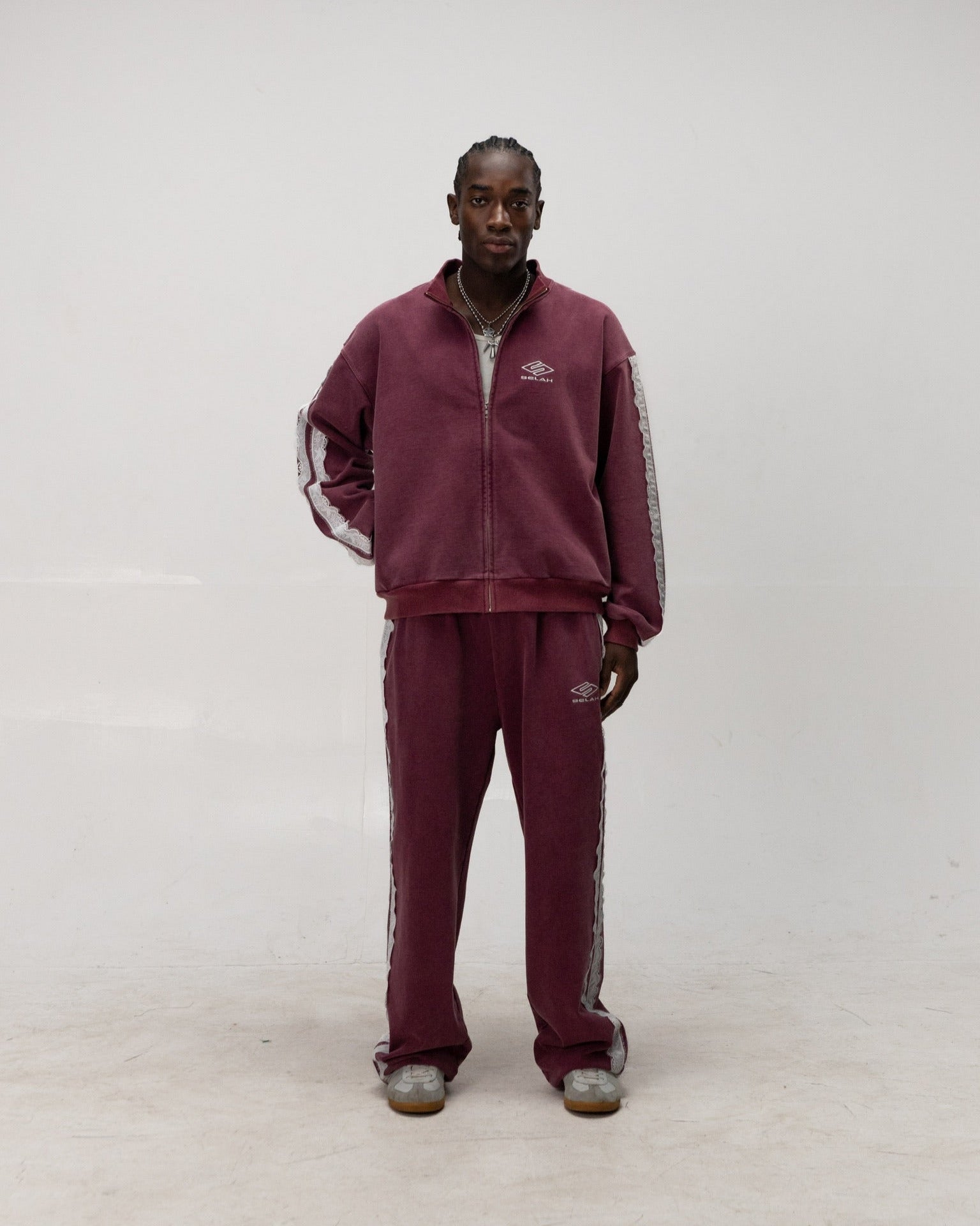 "COLUMBA" LACE STRIPED TRACKPANTS