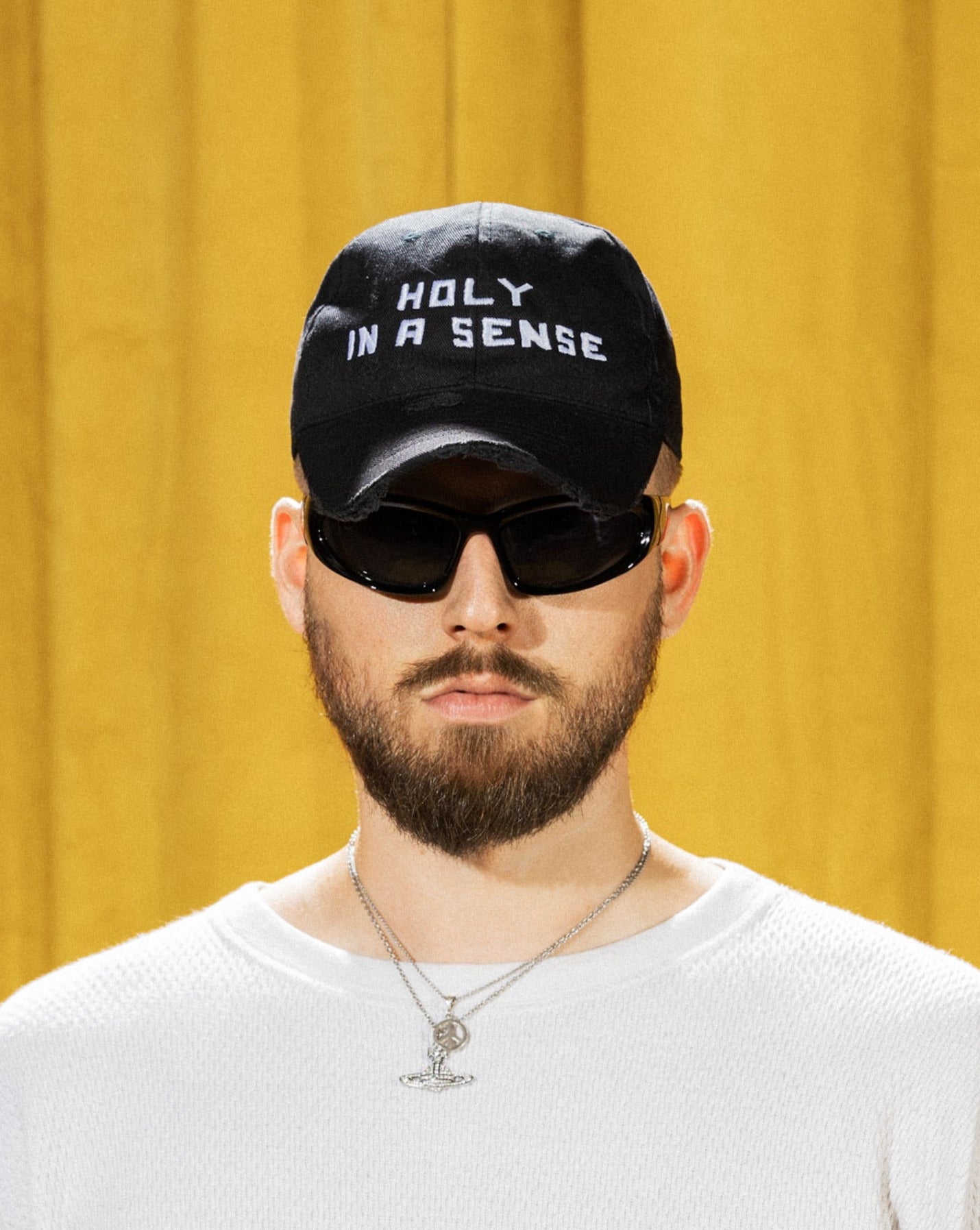"HOLY IN A SENSE" DISTRESSED DAD HAT