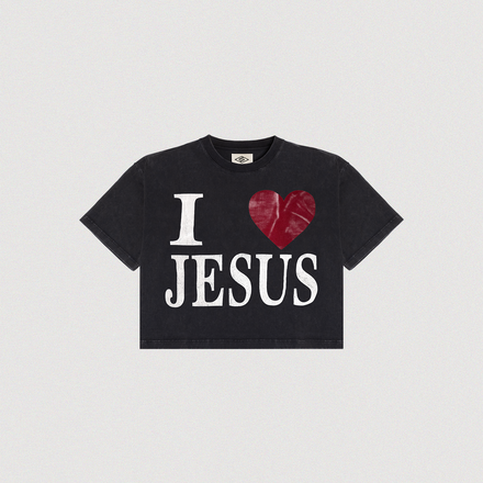 "I LOVE JESUS" CROPPED HEAVY TEE