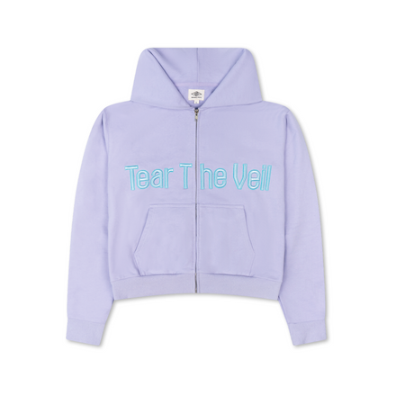 "TEAR THE VEIL" CROPPED ZIP UP HOODIE